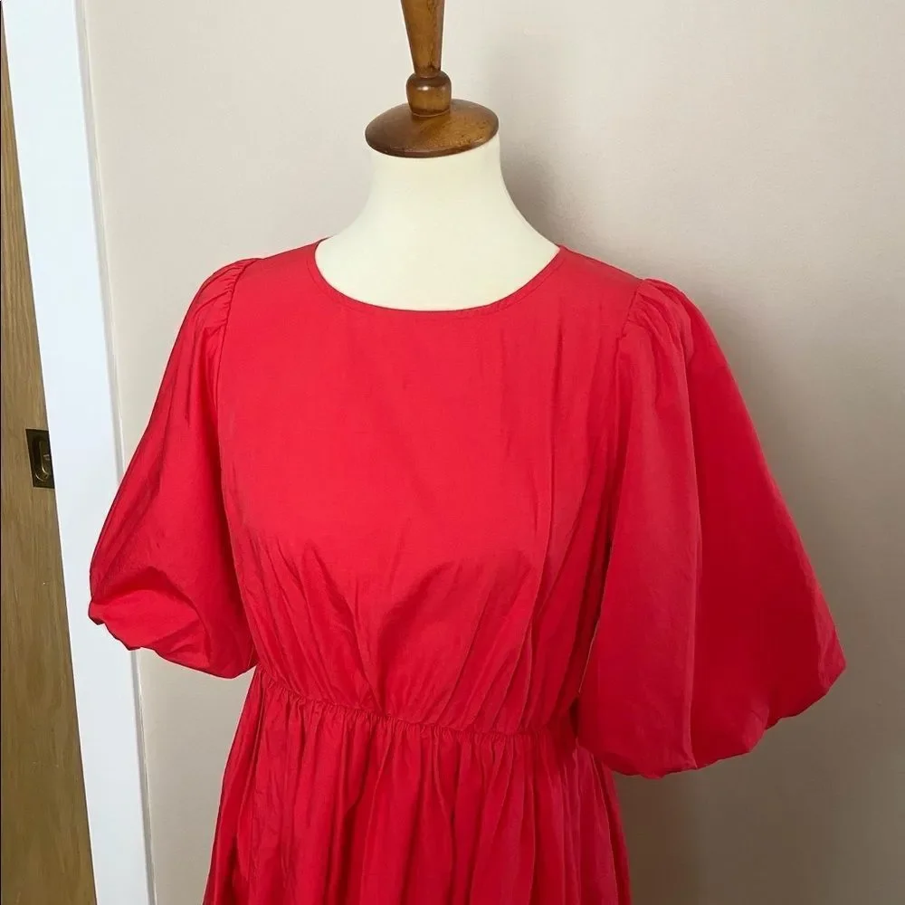 Madewell Poplin Crewneck Bubble-sleeve Mini Dress sz 4